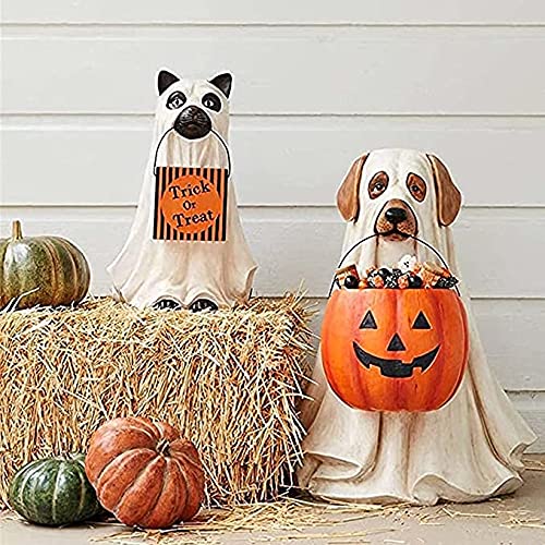 Ghost Dog/Cat Candy Bowl Holder-Soporte de Cuenco para bocadillos de Calabaza de Halloween,Cubos para Perros Fantasma Mago de Truco o Trato,Soporte para Cuencos de Dulces de Halloween (Dog)