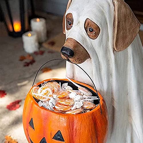 Ghost Dog/Cat Candy Bowl Holder-Soporte de Cuenco para bocadillos de Calabaza de Halloween,Cubos para Perros Fantasma Mago de Truco o Trato,Soporte para Cuencos de Dulces de Halloween (Dog)