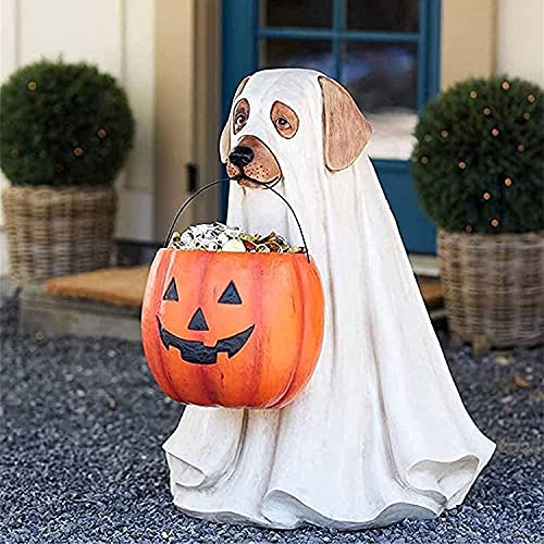 Ghost Dog/Cat Candy Bowl Holder-Soporte de Cuenco para bocadillos de Calabaza de Halloween,Cubos para Perros Fantasma Mago de Truco o Trato,Soporte para Cuencos de Dulces de Halloween (Dog)