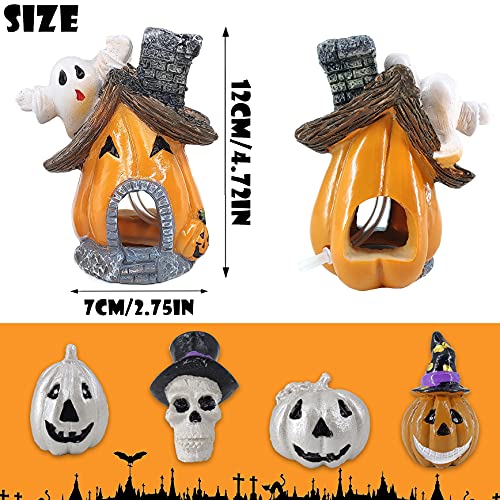 Ginfonr Adornos para Acuario Casa Embrujada De Calabaza De Halloween, Adorno para Acuario Halloween Diseño con Calabazas Y Casas Embrujadas, Resina, Acuarios Puente Decorativo Accesorios