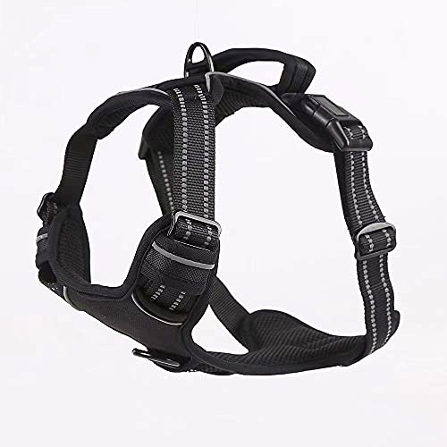 GJHYJK Chaleco con Correa para Mascotas para Perros pequeños y medianos, Entrenamiento de Seguimiento de Mascotas, cinturón para Caminar para Perros, Chaleco Reflectante,Black-55cm