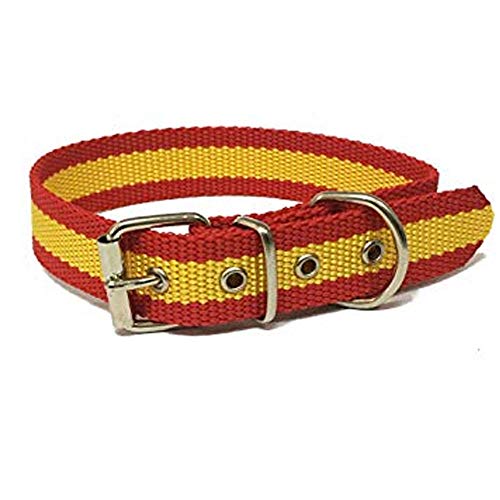 Global Collar de Perro Bandera de España | Collar de Perro de algodón | Collar 40 cms