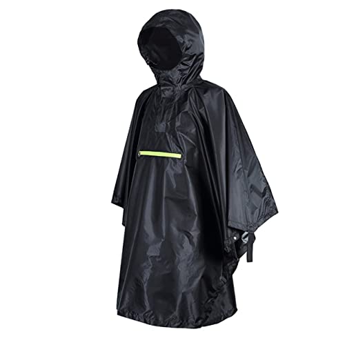 Gobutevphver Cover Rain 230T Impermeable Impermeable Impermeable Impermeable de Ciclismo con Reflector Poncho a Prueba de Lluvia con Tira Reflectante - Negro