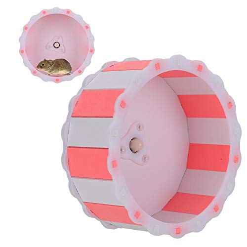 Goick Rueda de hámster-15 cm/5,9 Pulgadas hámster Conejillo de Indias Rueda para Correr Rodillo silencioso pequeño Accesorio de Juguete para Mascotas(Rosa y Blanco)