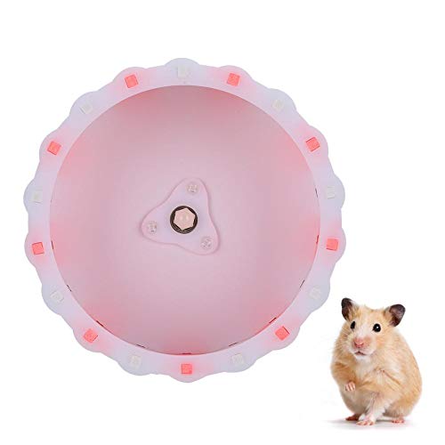 Goick Rueda de hámster-15 cm/5,9 Pulgadas hámster Conejillo de Indias Rueda para Correr Rodillo silencioso pequeño Accesorio de Juguete para Mascotas(Rosa y Blanco)