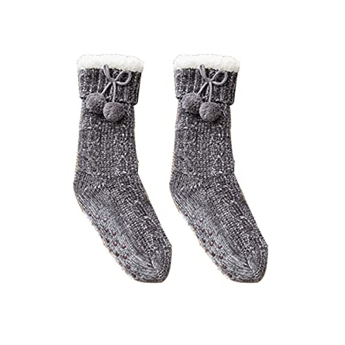 Gojiny Mujer Zapatillas Calcetines Invierno Suave Cálido Grueso Forro Polar Calcetines de Casa con Puños Damas Chenille Más Velvet Snow Calcetines Dormir Calcetines Alfombra Ball