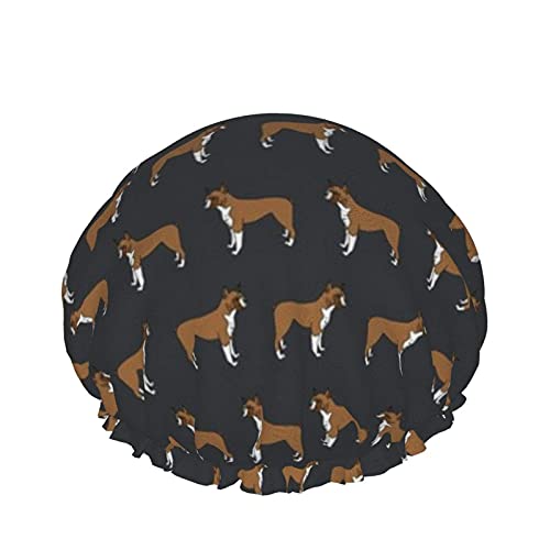 Gorro de baño Boxer Boxers Perro Boxer Perro Lindo Mascotas Perros Gorro de ducha Sombrero de ducha Impermeable Doble capa Reutilizable Gorro de dormir elástico