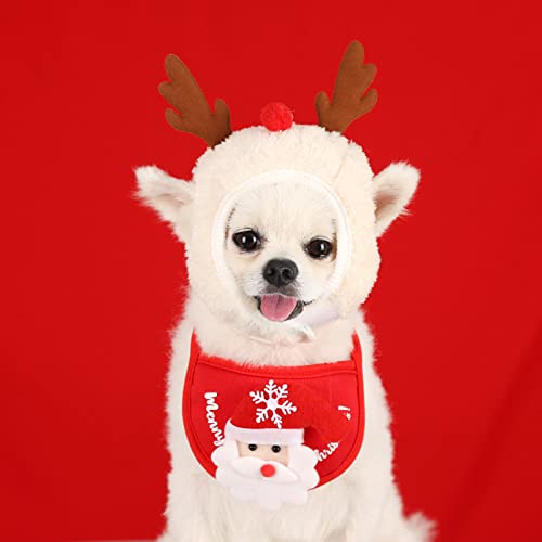 Gorro de Papá Noel para Mascotas Bonito Disfraz de Navidad para Gato y Cachorro Bufanda Navideña para Mascotas para Mascotas, Navidad, día de Acción de Gracias, Fiesta de Año Nuevo 2 Pcs