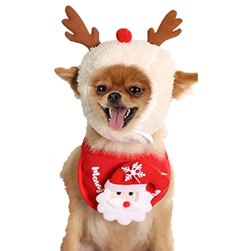 Gorro de Papá Noel para Mascotas Bonito Disfraz de Navidad para Gato y Cachorro Bufanda Navideña para Mascotas para Mascotas, Navidad, día de Acción de Gracias, Fiesta de Año Nuevo 2 Pcs