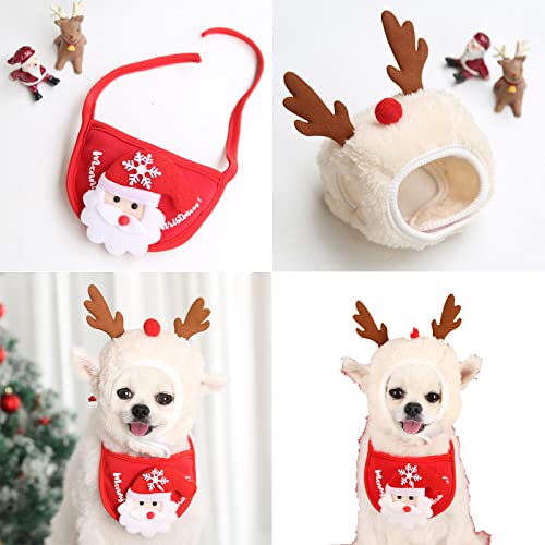 Gorro de Papá Noel para Mascotas Bonito Disfraz de Navidad para Gato y Cachorro Bufanda Navideña para Mascotas para Mascotas, Navidad, día de Acción de Gracias, Fiesta de Año Nuevo 2 Pcs