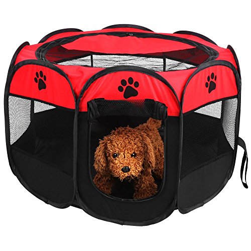 GOTOTOP Port¨¢Til Plegable Jaula para Mascota Gato Perro Tienda de Ejercicio y Juego Cubierta de Malla para Uso en Interior y Exterior