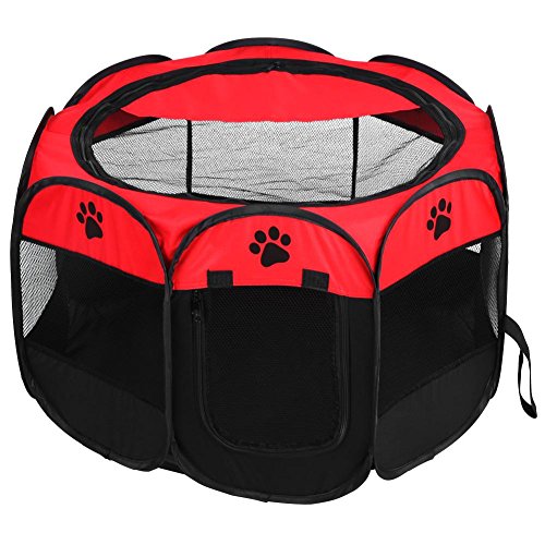 GOTOTOP Port¨¢Til Plegable Jaula para Mascota Gato Perro Tienda de Ejercicio y Juego Cubierta de Malla para Uso en Interior y Exterior