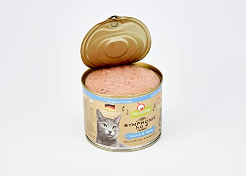 GranataPet Symphonie No. 4: Salmón y Pavo, alimento para Gatos sin Cereales ni azúcares, Filete en Jalea Natural, Delicado alimento húmedo para Gatos, 6 x 200 g