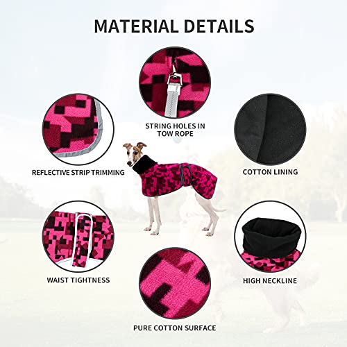 Greyhound Cosy Jersey de forro polar, abrigo de invierno Whippet Whippet Fleeces, chaqueta de perro galgo con forro polar cálido y bandas ajustables para salukis Whippet Lurcher - rosa