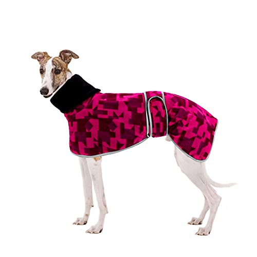 Greyhound Cosy Jersey de forro polar, abrigo de invierno Whippet Whippet Fleeces, chaqueta de perro galgo con forro polar cálido y bandas ajustables para salukis Whippet Lurcher - rosa