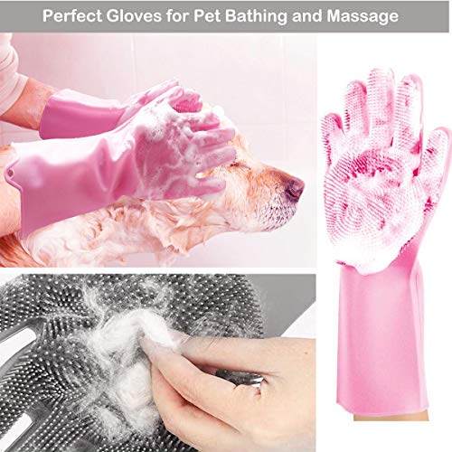 Guantes de aseo de mascotas para baño y depilación, cepillo de champú de baño para perros y gatos, guante de silicona suave y duradero para mascotas ducha como caballo, perro y gato