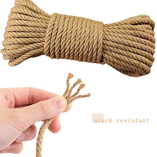 Gxhong Cuerda de sisal, Cuerda para Gatos Adecuada para Rascador para Gatos, Juguete Gato y Arbol para Gatos, También Apto para Jardin, Jardineria y DIY (50M*6MM)