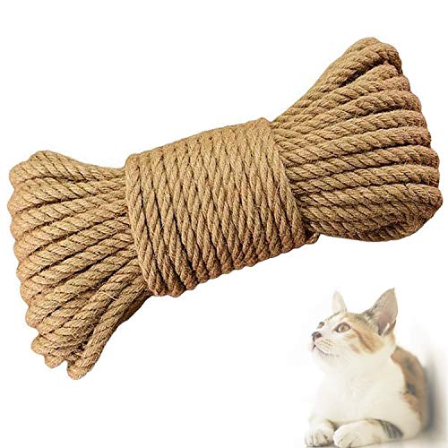 Gxhong Cuerda de sisal, Cuerda para Gatos Adecuada para Rascador para Gatos, Juguete Gato y Arbol para Gatos, También Apto para Jardin, Jardineria y DIY (50M*6MM)