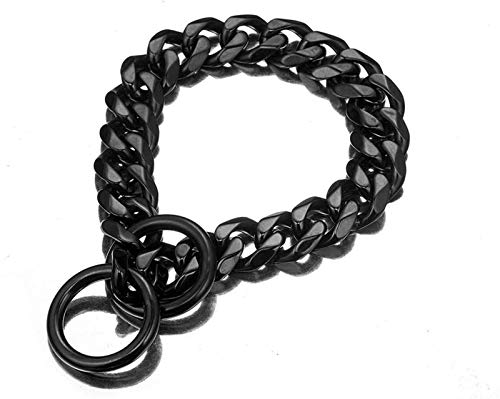 GZGLZDQ Collar Cadena para Perros Grandes - 19MM Ancho, Fuertes Eslabones Acero para Razas Grandes - Rottweiler, Pitbull, Mastín, Doberman, Gran Danés (Color : Black, Size : 26inch/66cm)