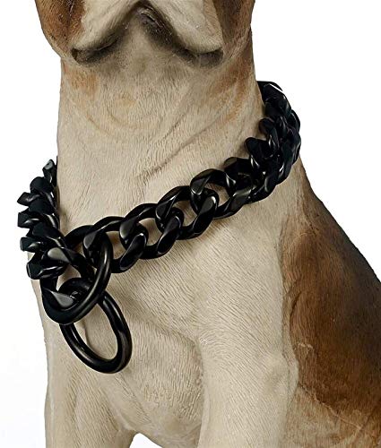 GZGLZDQ Collar Cadena para Perros Grandes - 19MM Ancho, Fuertes Eslabones Acero para Razas Grandes - Rottweiler, Pitbull, Mastín, Doberman, Gran Danés (Color : Black, Size : 26inch/66cm)