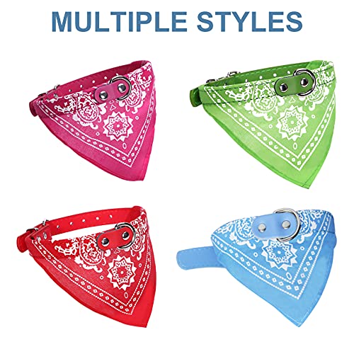 HACRAHO Bandanas de cuello para perro, 4 piezas, con correa ajustable, lavable para perros pequeños y medianos, rojo, verde, rojo rosa, azul cielo, M