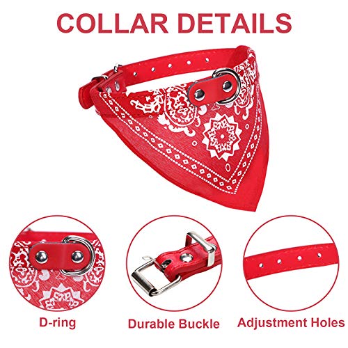 HACRAHO Bandanas de cuello para perro, 4 piezas, con correa ajustable, lavable para perros pequeños y medianos, rojo, verde, rojo rosa, azul cielo, M