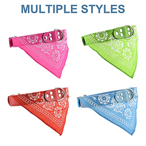 HACRAHO Bandanas de cuello para perro, 4 piezas, cuello de bufanda de perro triangular con correa ajustable para perros medianos y grandes, rojo, verde, rojo rosa, azul cielo, L