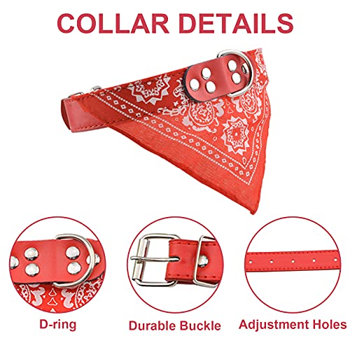 HACRAHO Bandanas de cuello para perro, 4 piezas, cuello de bufanda de perro triangular con correa ajustable para perros medianos y grandes, rojo, verde, rojo rosa, azul cielo, L