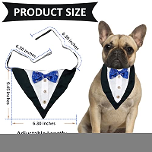 HACRAHO Collar de esmoquin para perro, 1 pieza ajustable para perros, esmoquin para perro, con pajarita para mascotas, gatos y perros, color azul