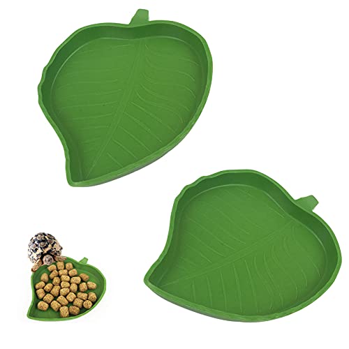 HACRAHO Cuenco de agua para comida reptil, 2 placas de comida para reptiles, plato para mascotas para tortuga, gusano de seda de serpiente, gateo, beber y comer