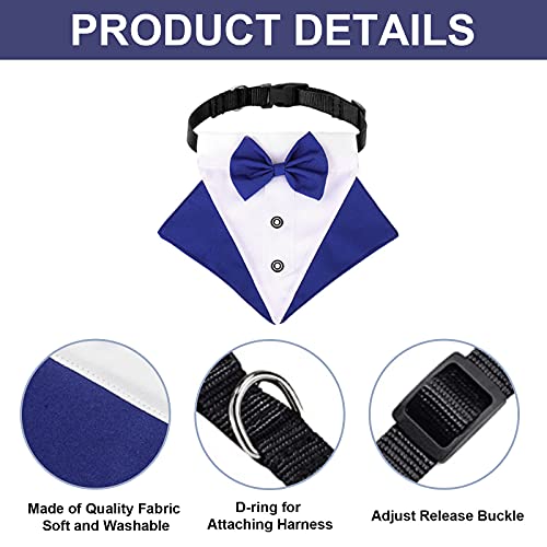 HACRAHO Juego de 3 bandanas formales de esmoquin para perro, para boda, para perro, corbata, cuello ajustable, accesorios formales para perros pequeños y medianos, color azul