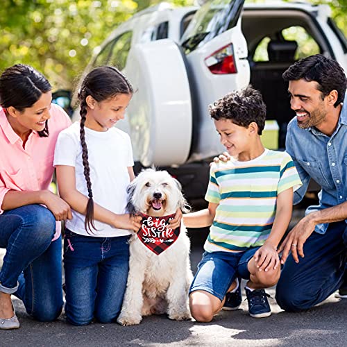 HACRAHO Pañuelo de tela escocesa para perro, 2 piezas, para aviso de embarazo a cuadros, para perro, Big Brother Big Sister, triangular, para perros, gatos, cachorro, azul y rojo