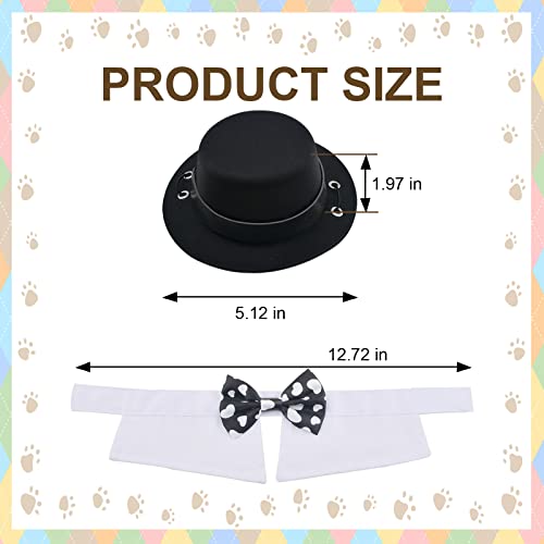 HACRAHO Sombrero y pajarita para perro, 2 unidades de sombrero para mascotas y pajarita para mascotas ajustable, cuello formal, para gatos y cachorros, negro, S