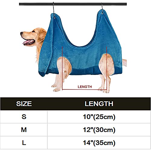 Hamaca de aseo de mascotas, suave y de microfibra para aseo de mascotas, bolsa de sujeción de hamaca, cortaúñas de ajuste de baño arnés de ducha para mascotas con 2 ganchos (L)