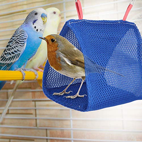 Hamaca del pájaro de la Malla, choza Respirable de la Tienda de la Malla de la jerarquía del Juguete de la Escalada de la Cama Colgante del Loro del Animal doméstico(Azul)