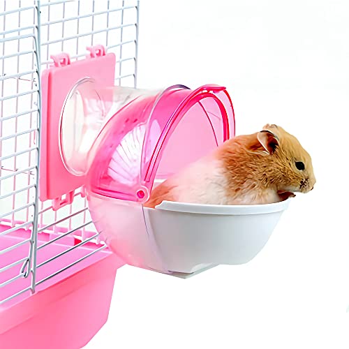 Hámster Baño, Inodoro Hamster, Baño de Arena Hamster, Baño para Mascotas de Hámster, Bañera de Hámster, Plástico Mascota Hamster Baño para Pequeño Pet Conejillos de Indias Hurones Chinchillas, Rosa