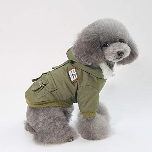 HaoLi Sudaderas con Capucha para Perros, Ropa de Trabajo para Mascotas, Perro Grueso, Uniforme Militar para Perros, Sudadera con Capucha del ejército, suéter, Chaqueta de algodón, Abrigo de Piel