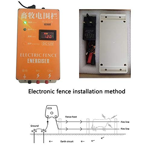 Haomingxing Cerco eléctrico Solar Energizador Controlador de Pulso de Alto Voltaje Granja de Animales Cerco eléctrico Pastor Cría Animales Controlador de cercado eléctrico para jardín 10KM（XSD280B）