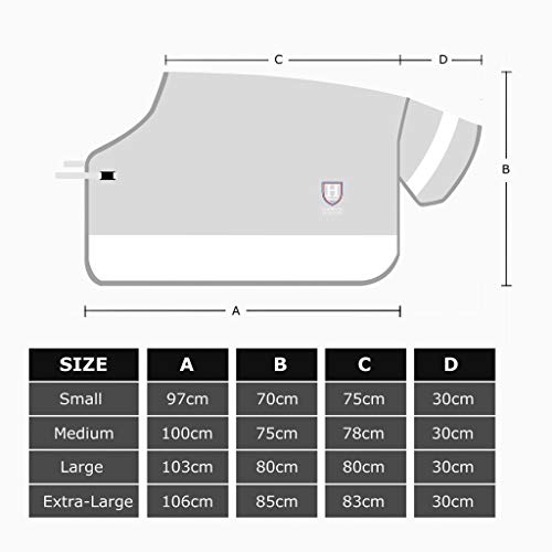 Harrison Howard FocalMax - Sábana de ejercicio con forro polar y alfombra de competición para caballos de alta visibilidad con seguridad nocturna reflectante con solapa de cola