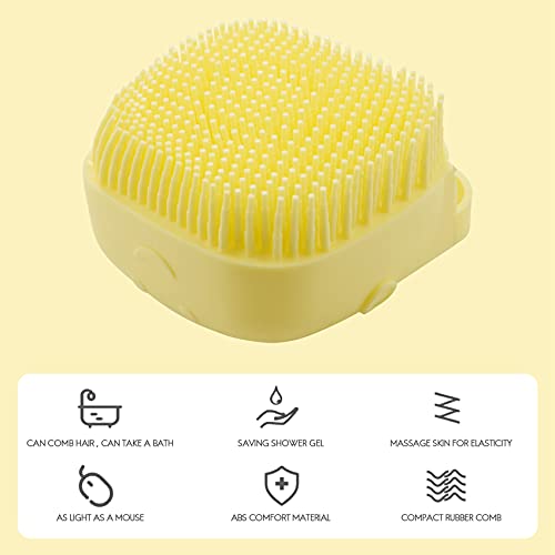 Haudang Cepillo De Baño De Silicona Para Mascotas Con Dispensador De Champú, Color Amarillo, 9 X 6 X 9 Cm