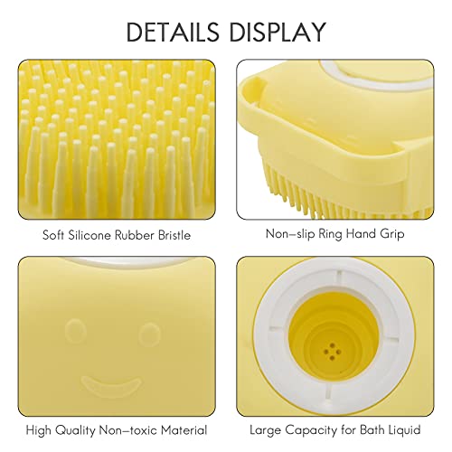 Haudang Cepillo De Baño De Silicona Para Mascotas Con Dispensador De Champú, Color Amarillo, 9 X 6 X 9 Cm