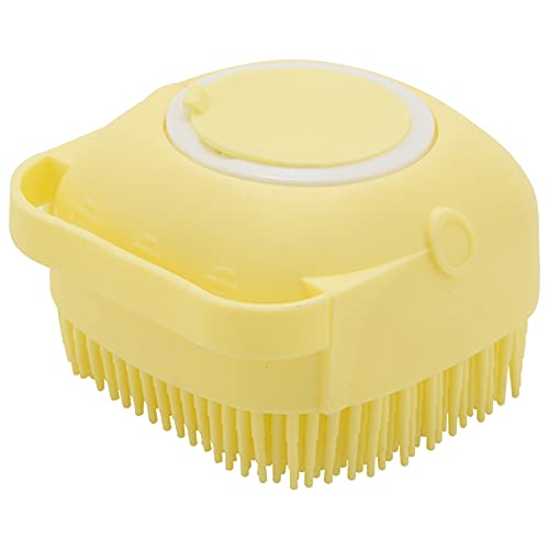 Haudang Cepillo De Baño De Silicona Para Mascotas Con Dispensador De Champú, Color Amarillo, 9 X 6 X 9 Cm