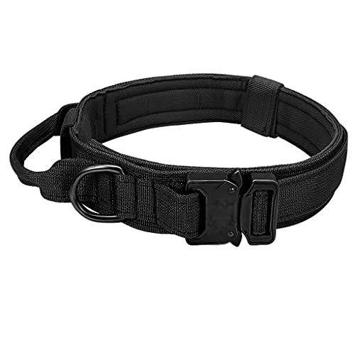 Hbao Collar de Perro táctico con Mango Collar de Perro de Nailon Militar Duradero Collar de Entrenamiento Ajustable para Perros Grandes Pastor (Color : A, Size : L Code)