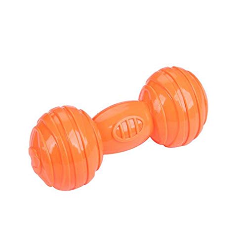 HBWHY Juguete para mascotas Perro masticar juguete de goma masticar hueso perro juego bola dientes limpieza interactivo entrenamiento juguetes, naranja mancuerna