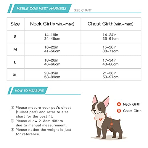 HEELE Arnes para Perro Pequeño Antitirones Transpirable con Asa Acolchado y Líneas Reflectantes, Confort, Arnés Pecho Ajustable, Arnés para Perros 3 Hebillas de Liberación Rápida, Negro-Blanco, S