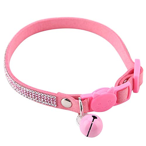 HEEPDD Collares para Gatos, Collar, Corbata, Hebilla de Seguridad, liberación rápida, separación con Campanas, Mascota, Cuero Colorido, Reflectante, Duradero, Brillante, cómodo, Collar(Rosa XS)