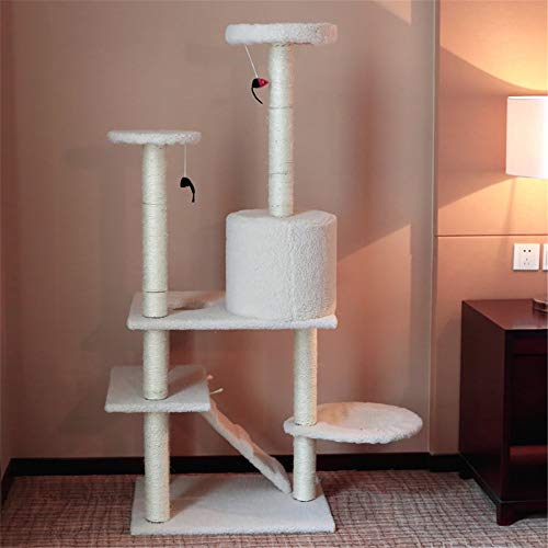 Heqianqian Gato Trepador Árbol del Gato de múltiples Capas con pasamanos Cubiertos por sisal, Torre árbol del Gato del Gato con los Palillos Gato Divertido for los Gatitos, Gatos y Mascotas Centro de