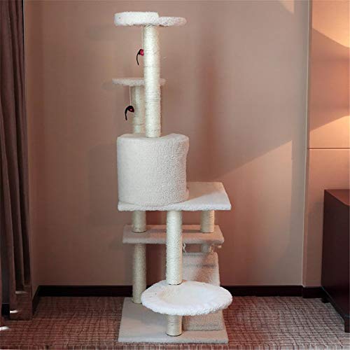 Heqianqian Gato Trepador Árbol del Gato de múltiples Capas con pasamanos Cubiertos por sisal, Torre árbol del Gato del Gato con los Palillos Gato Divertido for los Gatitos, Gatos y Mascotas Centro de