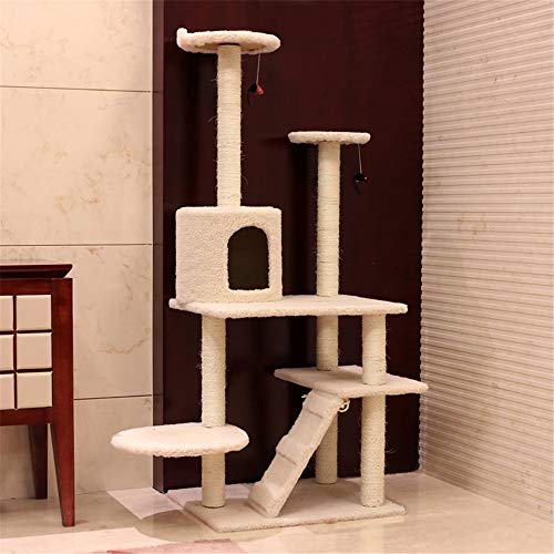 Heqianqian Gato Trepador Árbol del Gato de múltiples Capas con pasamanos Cubiertos por sisal, Torre árbol del Gato del Gato con los Palillos Gato Divertido for los Gatitos, Gatos y Mascotas Centro de