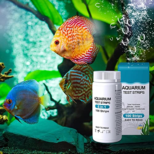 herommy 100 Tiras de Prueba para Acuario, Kit de Prueba 6 en 1 para Tanque de Peces, probador de Calidad del Agua para Tanque de Peces de Agua Dulce, Acuario de Agua Salada, pecera Betta, Tanque